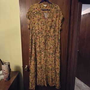 Terra & Sky Mustard Floral Maxi Dress